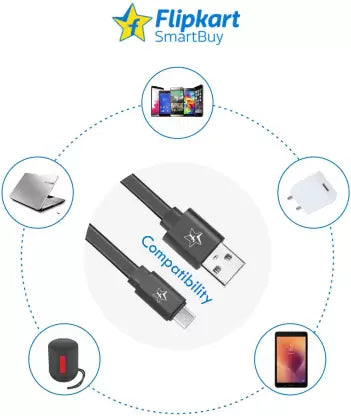Flipkart SmartBuy Micro USB Cable 2.4 A 1 m AMRPB1M01 (Compatible with Mobile, Power Bank, Tablet, Laptop, Black, One Cable) Flipkart SmartBuy Micro USB Cable 2.4 A 1 m AMRPB1M01 (Compatible with Mobile, Power Bank, Tablet, Laptop, Black, One Cable)